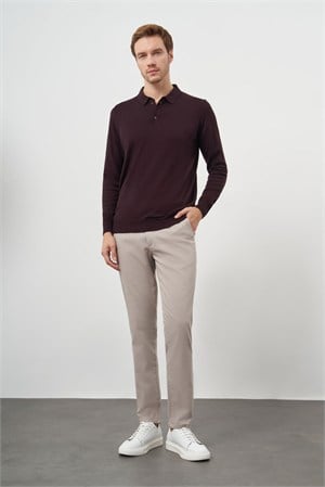 Morven Erkek Mor Basic Polo Yaka Dynamic Fit Rahat Kesim Triko