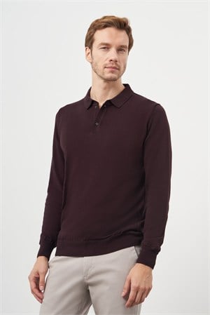 Morven Erkek Mor Basic Polo Yaka Dynamic Fit Rahat Kesim Triko