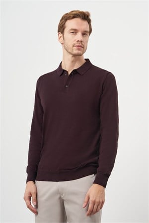 Morven Erkek Mor Basic Polo Yaka Dynamic Fit Rahat Kesim Triko