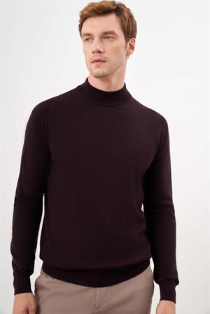 Morven Erkek Mor Basic Yarım Balıkçı Yaka Dynamic Fit Rahat Kesim Triko