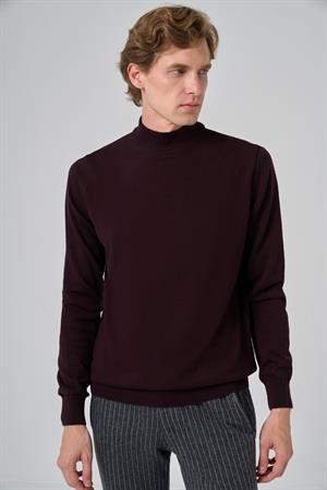 Morven Erkek Mor Basic Yarım Balıkçı Yaka Dynamic Fit Rahat Kesim Triko