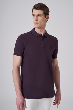Morven Erkek Mürdüm Basic Polo Yaka Dynamic Fit T-Shirt