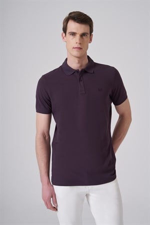 Morven Erkek Mürdüm Basic Polo Yaka Dynamic Fit T-Shirt