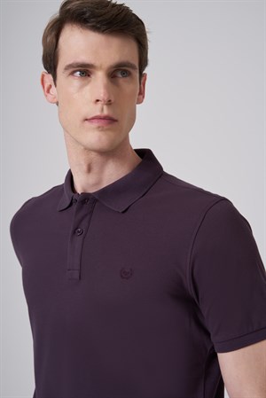 Morven Erkek Mürdüm Basic Polo Yaka Dynamic Fit T-Shirt