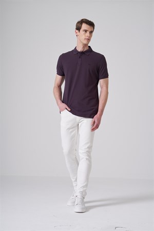 Morven Erkek Mürdüm Basic Polo Yaka Dynamic Fit T-Shirt