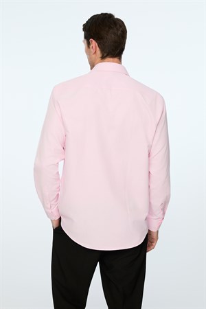 Morven Erkek Pembe Düz Slim Fit Sert Yaka Gömlek