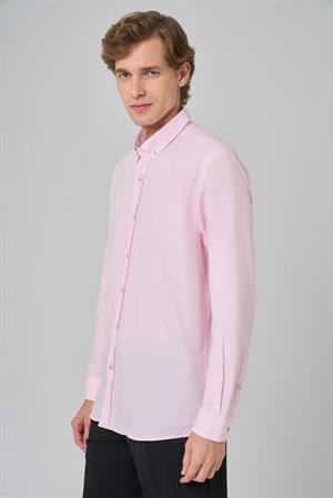 Morven Erkek Pembe Regular Fit Düğmeli Yaka Gömlek