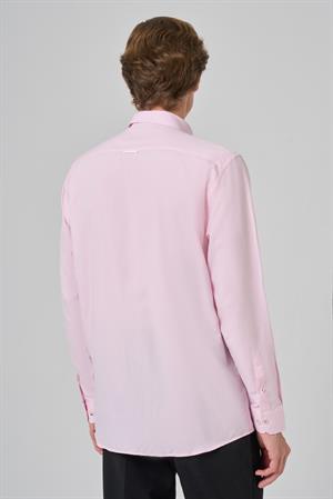 Morven Erkek Pembe Regular Fit Düğmeli Yaka Gömlek