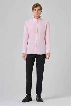 Morven Erkek Pembe Regular Fit Düğmeli Yaka Gömlek