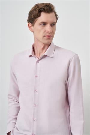 Morven Erkek Pembe Slim Fit İtalyan Yaka Gömlek