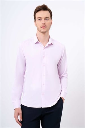 Morven Erkek Pudra Şamre Desenli Slim Fit Gömlek