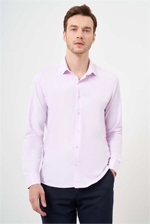 Morven Erkek Pudra Şamre Desenli Slim Fit Gömlek