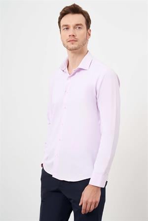 Morven Erkek Pudra Şamre Desenli Slim Fit Gömlek