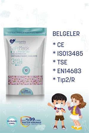 Morven Erkek Renkli MELANTİS MEDİKAL Meltblownlu 3 Katlı Telli Cerrahi Maske Kız Çocuk 2 Kutu = 100 Adet