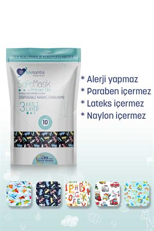 Morven Erkek Renkli MELANTİS MEDİKAL Meltblownlu 3 Katlı Telli Cerrahi Maske Erkek Çocuk 1 Kutu = 50 Adet