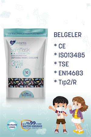 Morven Erkek Renkli MELANTİS MEDİKAL Meltblownlu 3 Katlı Telli Cerrahi Maske Erkek Çocuk 1 Kutu = 50 Adet