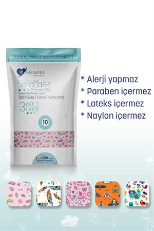 Morven Erkek Renkli MELANTİS MEDİKAL Meltblownlu 3 Katlı Telli Cerrahi Maske Kız Çocuk 1 Kutu = 50 Adet