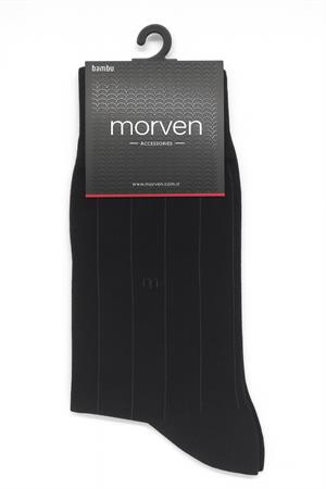 Morven Erkek Siyah Bambu Desenli Soket Çorap