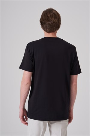 Morven Erkek Siyah Basic Bisiklet Yaka Dynamic Fit Pamuk T-Shirt