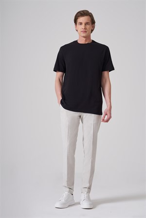 Morven Erkek Siyah Basic Bisiklet Yaka Dynamic Fit Pamuk T-Shirt