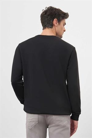 Morven Erkek Siyah Basic Bisiklet Yaka Sweat-Shirt