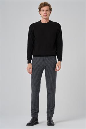 Morven Erkek Siyah Basic Bisiklet Yaka Dynamic Fit Rahat Kesim Triko