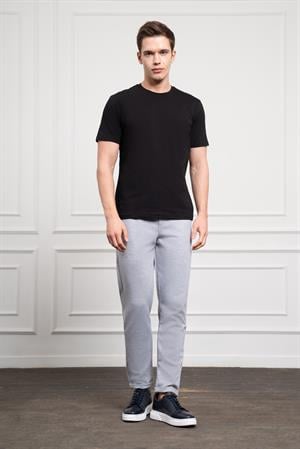 Morven Erkek Siyah Basic Bisiklet Yaka Dynamic Fit Pamuk T-Shirt