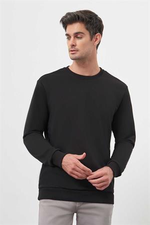Morven Erkek Siyah Basic Bisiklet Yaka Sweat-Shirt