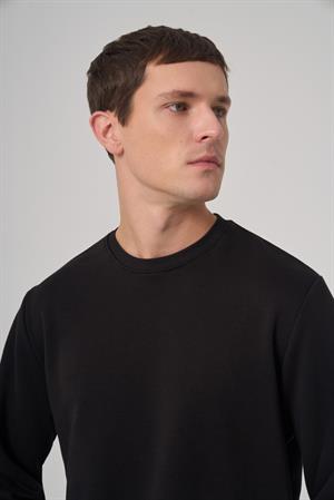 Morven Erkek Siyah Basic Bisiklet Yaka Sweatshirt