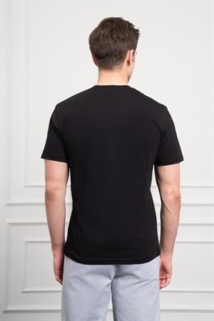 Morven Erkek Siyah Basic Bisiklet Yaka Dynamic Fit Pamuk T-Shirt