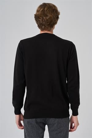 Morven Erkek Siyah Basic Bisiklet Yaka Dynamic Fit Rahat Kesim Triko