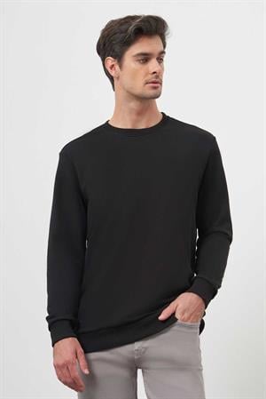 Morven Erkek Siyah Basic Bisiklet Yaka Sweat-Shirt