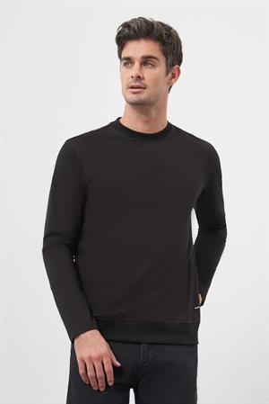 Morven Erkek Siyah Basic Dynamic Fit Bisiklet Yaka Sweet Shirt