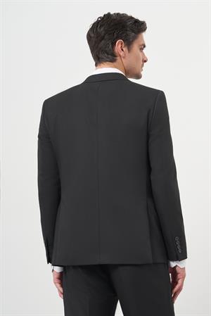 Morven Erkek Siyah Basic Jakar Desen Slim Fit Sivri Yaka Takım Elbise