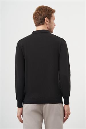 Morven Erkek Siyah Basic Polo Yaka Dynamic Fit Rahat Kesim Triko