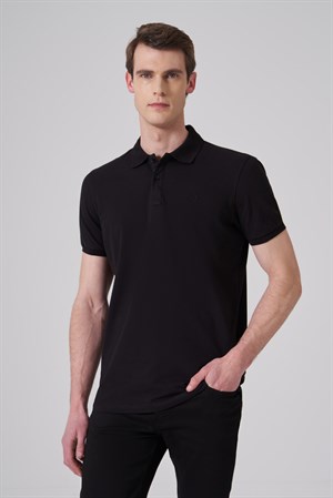 Morven Erkek Siyah Basic Polo Yaka Dynamic Fit T-Shirt