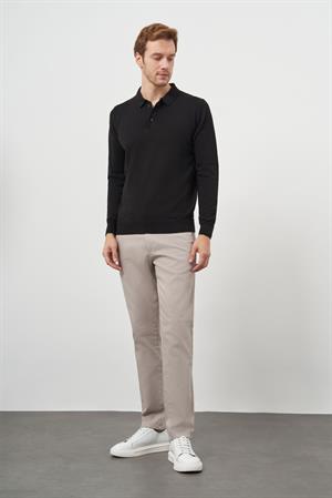 Morven Erkek Siyah Basic Polo Yaka Dynamic Fit Rahat Kesim Triko