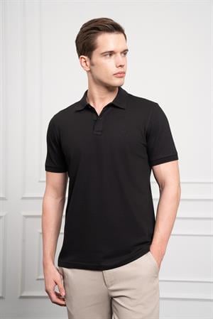 Morven Erkek Siyah Basic Polo Yaka Dynamic Fit T-Shirt