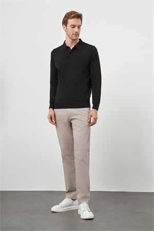 Morven Erkek Siyah Basic Polo Yaka Dynamic Fit Rahat Kesim Triko