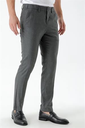 Morven Erkek Siyah Beard Desenli Slim Fit Classic Pantolon