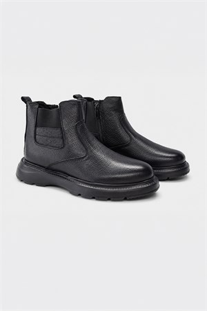 Morven Erkek Siyah Casual Fermuarlı Yarım Bot