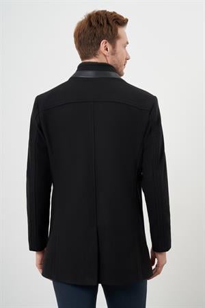 Morven Erkek Siyah Çıtçıtlı Hakim Yaka Dynamic Fit Kaşe Kaban