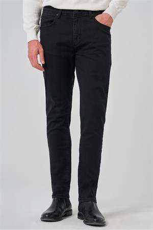 Morven Erkek Siyah Denim 5 Cep Slim Fit Jean Kot Pantolon