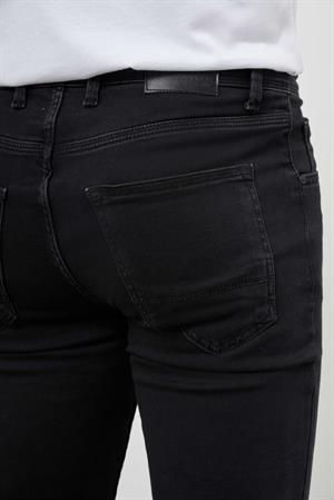 Morven Erkek Siyah Denim 5 Cep Slim Fit Jean Kot Pantolon
