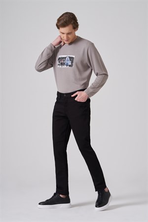 Morven Erkek Siyah Denim 5 Cep Slim Fit Jean