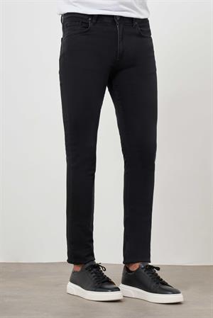 Morven Erkek Siyah Denim 5 Cep Slim Fit Jean Kot Pantolon