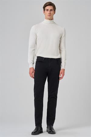 Morven Erkek Siyah Denim 5 Cep Slim Fit Jean Kot Pantolon