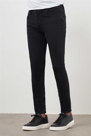 Morven Erkek Siyah Denim 5 Cep Slim Fit Jean Kot Pantolon