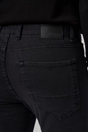 Morven Erkek Siyah Denim 5 Cep Slim Fit Jean Kot Pantolon