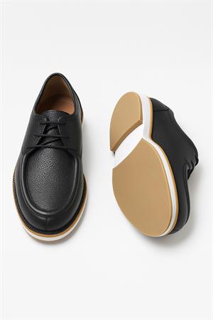 Morven Erkek Siyah Deri Smart Casual Ayakkabı